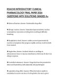 ROACHS INTRODUCTORY CLINICAL PHARMACOLOGY FINAL PAPER 2026 QUESTIONS WITH SOLUTIONS GRADED A&plus;