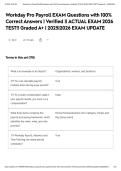 Workday Pro Payroll EXAM Questions with 100&percnt; Correct Answers &vert; Verified &vert;&vert; ACTUAL EXAM 2026 TEST&excl;&excl; Graded A&plus; &vert; 2025&vert;2026 EXAM UPDATE