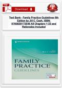 Test Bank - Family Practice Guidelines 6th Edition by Jill C&period; Cash&comma; ISBN&colon; 9780826173546 All Chapters 1-23 and Rationales Included