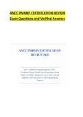 ANCC PMHNP CERTIFICATION REVIEW  Exam Questions and Verified Answers