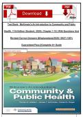 Test Bank - McKenzie's An Introduction to Community and Public Health&comma; 11th Edition &lpar;Seabert&comma; 2026&rpar;&comma; Chapter 1-16 With Questions And Revised Correct Answers &Explanations&lpar;2026 &sol; 2027&rpar; 100&percnt; Guaranteed Pass &vert;&vert;Complete A&plus; Guide