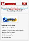 Elevator Mechanic Final Exam Actual Questions and Answers With Expert Explanation &lpar;2026&sol;2027 Update&rpar; &vert; Complete A&plus; Guide