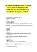 AMT MLS Exam Verified Questions & Detailed  Answers &vert; Medical Laboratory Scientist  Certification Prep &vert; Guaranteed A&plus; Stuvia  Study Guide &lpar;Latest Updated Test Bank&rpar;