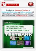 Test Bank for Bontrager&rsquo;s Textbook of Radiographic Positioning and Related Anatomy &lpar;9th Edition&rpar; by John P&period; Lampignano & Leslie Kendrick&comma; ISBN&colon; 978032339966&comma; All Chapters 1&ndash;20 Complete