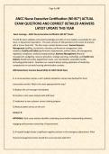 ANCC Nurse Executive Certification &lpar;NE-BC&reg;&rpar; ACTUAL EXAM QUESTIONS AND CORRECT DETAILED ANSWERS LATEST UPDATE THIS YEAR