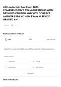 ATI Leadership Proctored 2026 COMPREHENSIVE EXAM QUESTIONS WITH DETAILED VERIFIED AND 100&percnt; CORRECT ANSWERS BRAND NEW EXAM ALREADY GRADED A&plus;&excl;&excl;