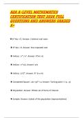 AQA A-LEVEL MATHEMATICS CERTIFICATION TEST 2026 FULL QUESTIONS AND ANSWERS GRADED A&plus;