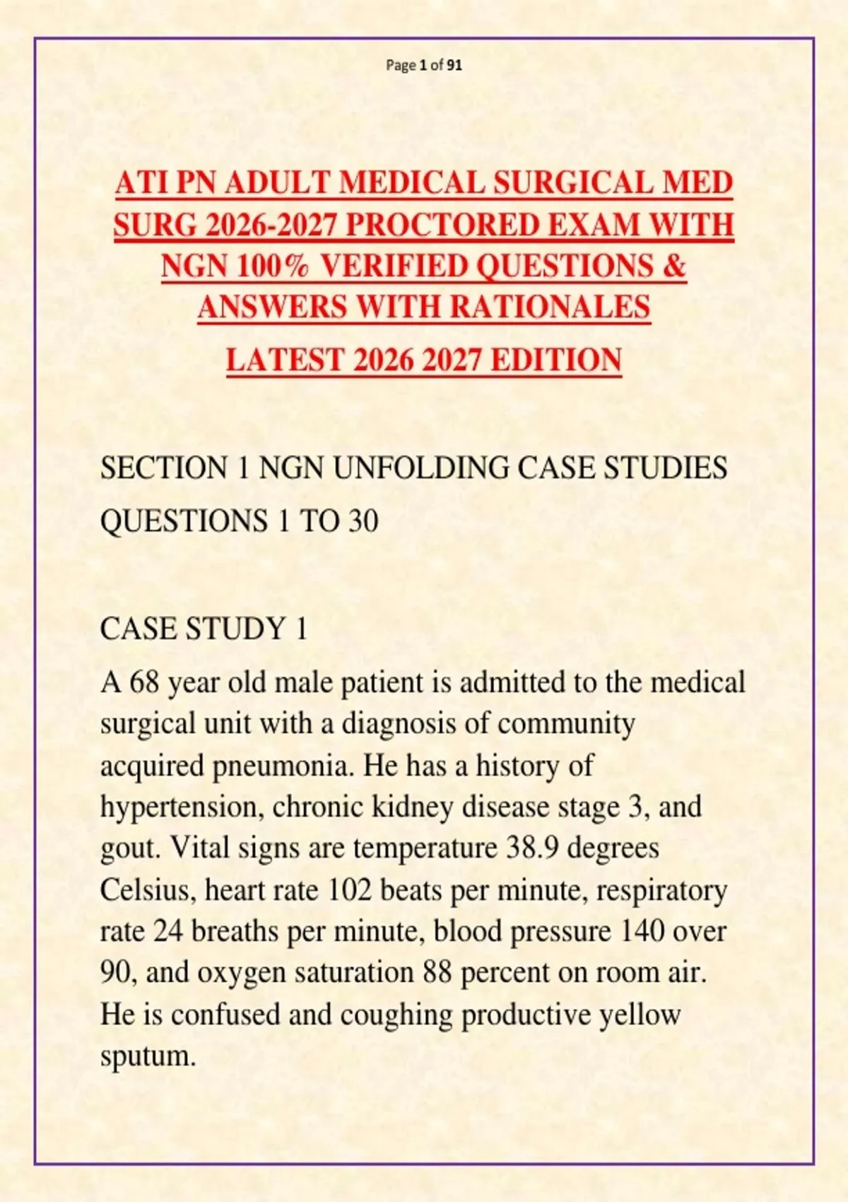 ATI PN Adult Medical Surgical Med Surg : Proctored Exam with NGN – 150 ...