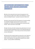 ATI NURSING INFORMATICS FINAL PAPER 2026 SOLVED QUESTIONS GRADED A&plus;