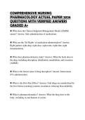 COMPREHENSIVE NURSING PHARMACOLOGY ACTUAL PAPER 2026 QUESTIONS WITH VERIFIED ANSWERS GRADED A&plus;