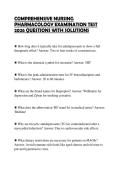 COMPREHENSIVE NURSING PHARMACOLOGY EXAMINATION TEST 2026 QUESTIONS WITH SOLUTIONS