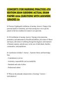 CONCEPTS FOR NURSING PRACTICE 4TH EDITION JEAN GIDDENS ACTUAL EXAM PAPER 2026 QUESTIONS WITH ANSWERS GRADED A&plus;