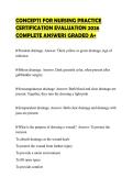 CONCEPTS FOR NURSING PRACTICE CERTIFICATION EVALUATION 2026 COMPLETE ANSWERS GRADED A&plus;