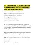 CLC CERTIFIED LACTATION COUNSELOR COMPREHENSIVE EVALUATION PAPER 2026 SOLUTIONS GRADED A&plus;