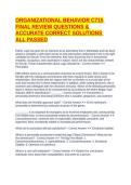 ORGANIZATIONAL BEHAVIOR C715 FINAL REVIEW QUESTIONS & ACCURATE CORRECT SOLUTIONS ALL PASSED
