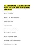 CLC CERTIFIED LACTATION COUNSELOR FINAL SOLUTION SHEET 2026 ANSWERS GRADED A&plus;