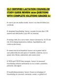 CLC CERTIFIED LACTATION COUNSELOR STUDY GUIDE REVIEW 2026 QUESTIONS WITH COMPLETE SOLUTIONS GRADED A&plus;