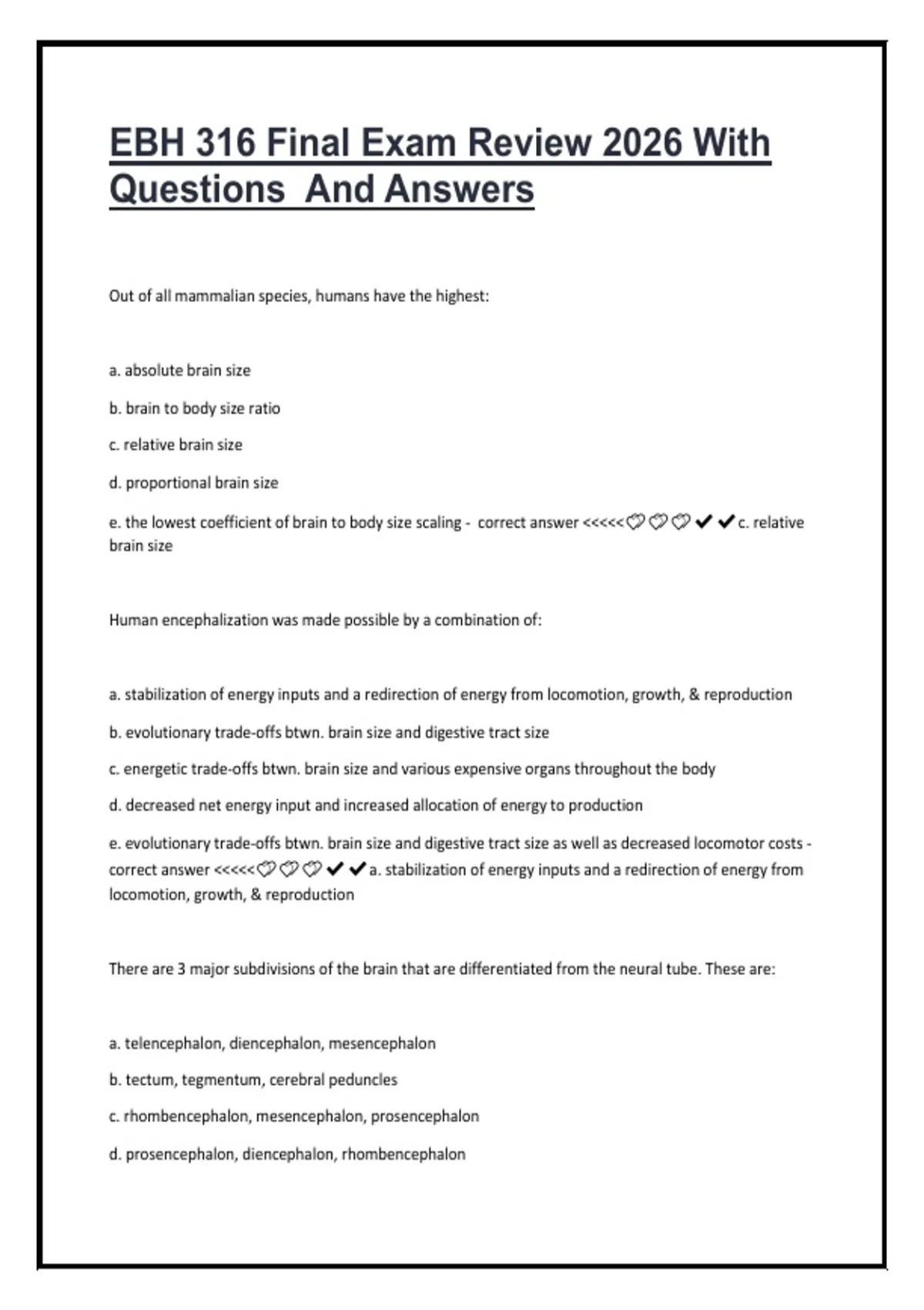EBH 316 Final Exam Review 2026 | Questions and Answers Study Guide with ...