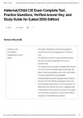 Maternal&sol;Child CJE Exam Complete Test &comma; Practice Questions&comma; Verified Answer Key&comma; and Study Guide for &lpar;Latest 2026 Edition&rpar;