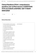 Clinical Readiness EXAM&comma; comprehensive questions and verified answers &vert;&vert; QUESTIONS WITH ACCURATE ANSWERS &vert; GET IT RIGHT &vert;20252026&excl;
