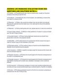 ARIZONA LIFE INSURANCE EVALUATION EXAM 2026 QUESTIONS AND SOLUTIONS RATED