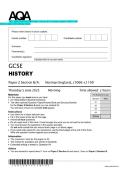 2025 AQA GCSE HISTORY Paper 2 Section B&sol;A&colon; Norman England&comma; c1066&ndash;c1100 Question paper with marking scheme