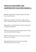 PSYCH 643 EXAM SCRIPT 2026  QUESTIONS WITH SOLUTIONS GRADED A&plus; 