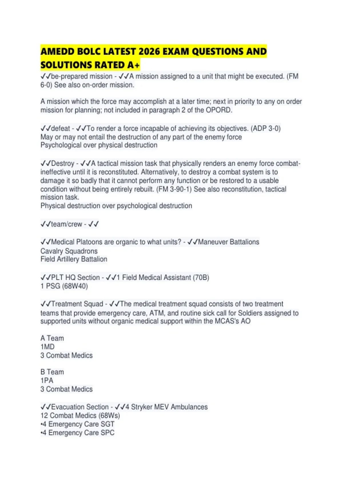 AMEDD BOLC LATEST 2026 EXAM QUESTIONS AND SOLUTIONS RATED - AMEDD BOLC ...