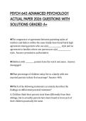 PSYCH 643 ADVANCED PSYCHOLOGY  ACTUAL PAPER 2026 QUESTIONS WITH  SOLUTIONS GRADED A&plus; 