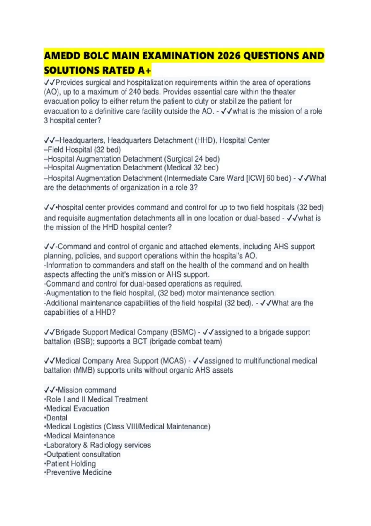 Amedd Rdm AMEDD BOLC MAIN EXAMINATION 2026 QUESTIONS AND SOLUTIONS RATED - AMEDD ...
