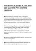 PSYCHOLOGICAL TESTING ACTUAL PAPER  2026 QUESTIONS WITH SOLUTIONS  GRADED A&plus;