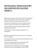 PSYCHOLOGICAL TESTING EXAM SCRIPT  2026 QUESTIONS WITH SOLUTIONS  GRADED A&plus; 