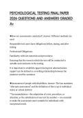 PSYCHOLOGICAL TESTING FINAL PAPER  2026 QUESTIONS AND ANSWERS GRADED  A&plus; 