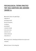 PSYCHOLOGICAL TESTING PRACTICE  TEST 2026 QUESTIONS AND ANSWERS  GRADED A&plus; 