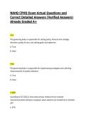 NAHQ CPHQ Exam Actual Questions and Correct Detailed Answers &lpar;Verified Answers&rpar; Already Graded A&plus;