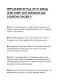 PSYCHOLOGY IN YOUR LIFE 2E ACTUAL  EXAM SCRIPT 2026 QUESTIONS AND  SOLUTIONS GRADED A&plus; 