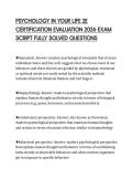 PSYCHOLOGY IN YOUR LIFE 2E  CERTIFICATION EVALUATION 2026 EXAM  SCRIPT FULLY SOLVED QUESTIONS 
