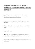 PSYCHOLOGY IN YOUR LIFE ACTUAL  PAPER 2026 QUESTIONS WITH SOLUTIONS  GRADED A&plus;