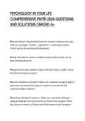 PSYCHOLOGY IN YOUR LIFE  COMPREHENSIVE PAPER 2026 QUESTIONS  AND SOLUTIONS GRADED A&plus;