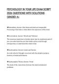 PSYCHOLOGY IN YOUR LIFE EXAM SCRIPT  2026 QUESTIONS WITH SOLUTIONS  GRADED A&plus;