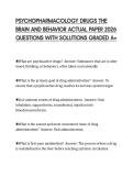 PSYCHOPHARMACOLOGY DRUGS THE  BRAIN AND BEHAVIOR ACTUAL PAPER 2026  QUESTIONS WITH SOLUTIONS GRADED A&plus;