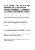 PSYCHOPHARMACOLOGY DRUGS THE BRAIN  AND BEHAVIOR BY MEYER 2026 EXAM  PREPARATION WORKBOOK COMPREHENSIVE  QUESTIONS AND ANSWERS HIGH SCORE A&plus; 