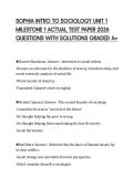 SOPHIA INTRO TO SOCIOLOGY UNIT 1 MILESTONE 1 ACTUAL TEST PAPER 2026 QUESTIONS WITH SOLUTIONS GRADED A&plus;