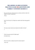 OKLAHOMA ALARM LICENSING PRACTICE EXAM 2026 QUESTIONS AND CORRECT ANSWERS GRADED A&plus;