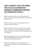 PUBLIC COMMUNITY HEALTH AND NURSING  PRACTICE 2026 EXAM PREPARATION  WORKBOOK COMPREHENSIVE QUESTIONS  AND ANSWERS HIGH SCORE A&plus; 