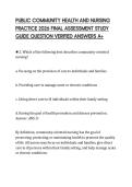 PUBLIC COMMUNITY HEALTH AND NURSING  PRACTICE 2026 FINAL ASSESSMENT STUDY  GUIDE QUESTION VERIFIED ANSWERS A&plus;