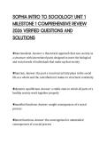 SOPHIA INTRO TO SOCIOLOGY UNIT 1 MILESTONE 1 COMPREHENSIVE REVIEW 2026 VERIFIED QUESTIONS AND SOLUTIONS