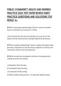 PUBLIC COMMUNITY HEALTH AND NURSING  PRACTICE 2026 TEST PAPER REVIEW SHEET  PRACTICE QUESTIONS AND SOLUTIONS TOP  RESULT A&plus;