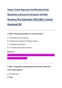 Tower Crane Operator Certification Exam Questions and Correct Answers Verified  Answers&rpar; Plus Rationales 2026 Q&A &vert; Instant  Download Pdf