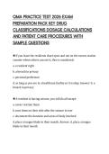 QMA PRACTICE TEST 2026 EXAM  PREPARATION PACK KEY DRUG  CLASSIFICATIONS DOSAGE CALCULATIONS  AND PATIENT CARE PROCEDURES WITH  SAMPLE QUESTIONS 